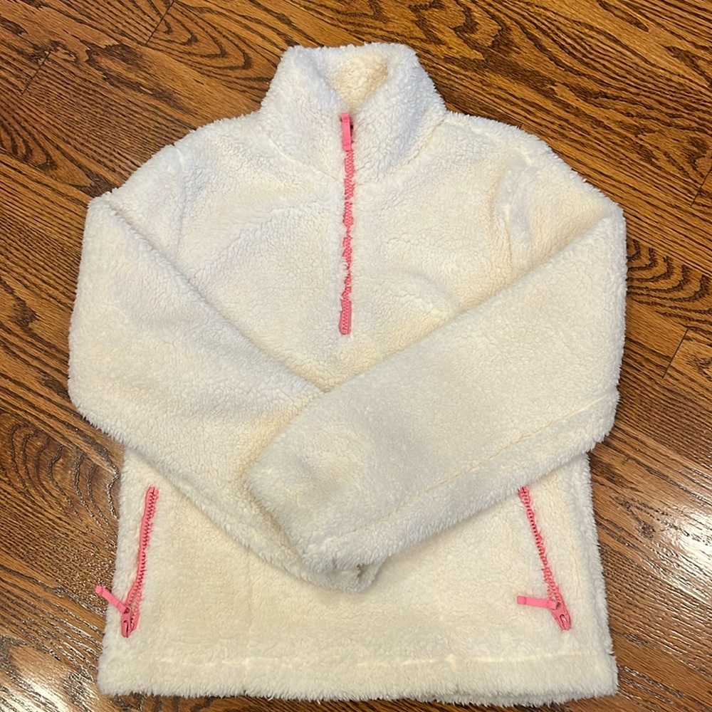 J Crew Crewcuts Girls Sherpa Fleece pullover 1/4 Zip, Size 14